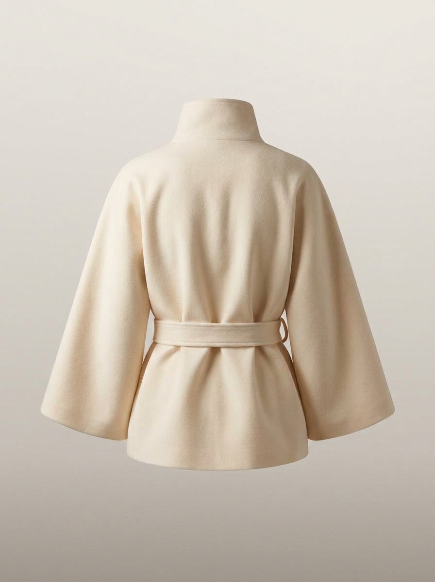 dipni cape funnel neck belted beige 08