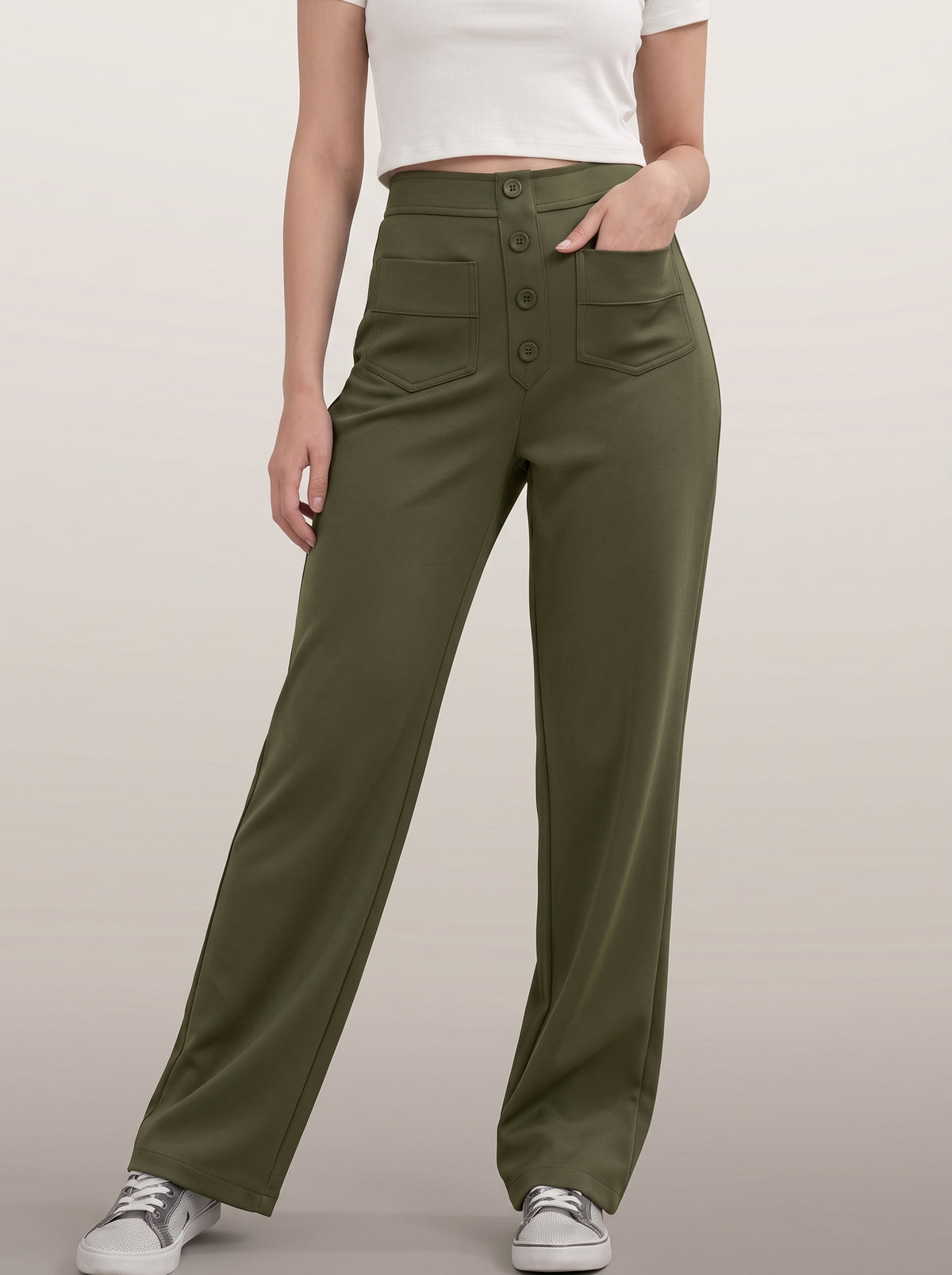 dipni womens stretch trousers green 12