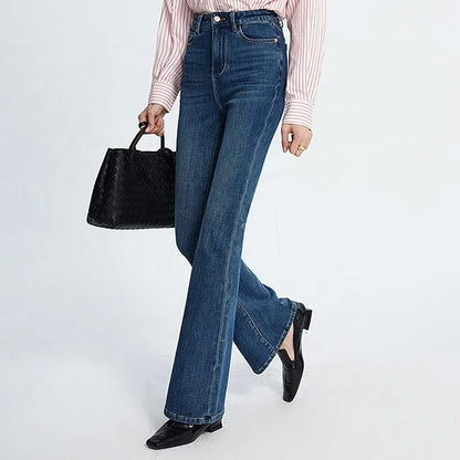 Dark Blue Flared High-Waist Jeans