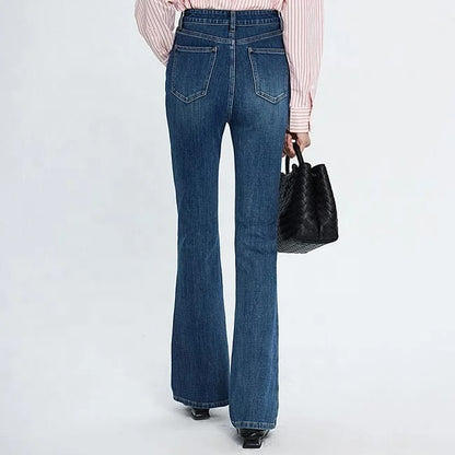 Dark Blue Flared High-Waist Jeans