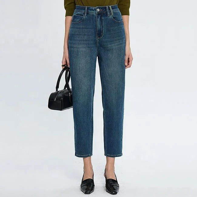 Dark Blue Tapered Ankle Jeans