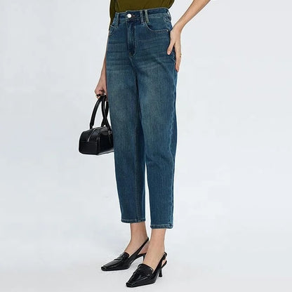 Dark Blue Tapered Ankle Jeans