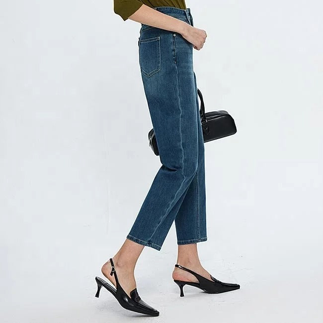 Dark Blue Tapered Ankle Jeans