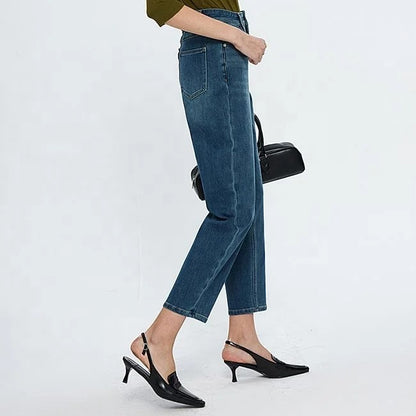 Dark Blue Tapered Ankle Jeans