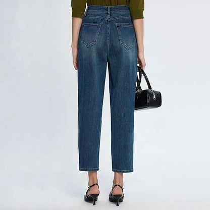 Dark Blue Tapered Ankle Jeans