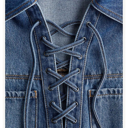 Lace-Up Denim Tunic Top