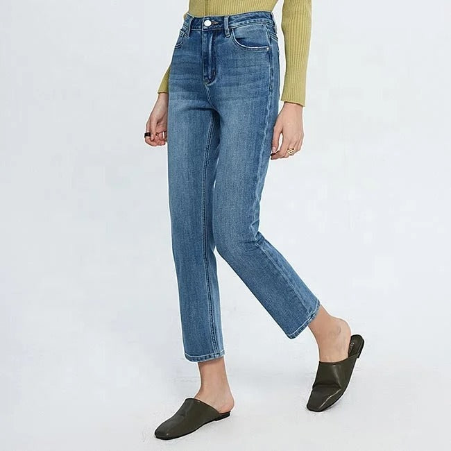 Light Blue Straight Ankle Jeans