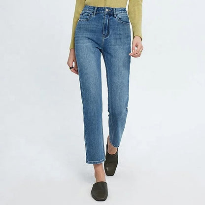 Light Blue Straight Ankle Jeans