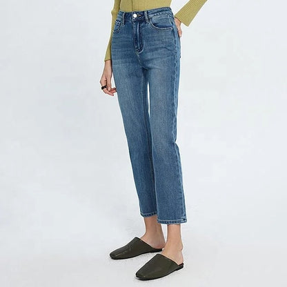 Light Blue Straight Ankle Jeans