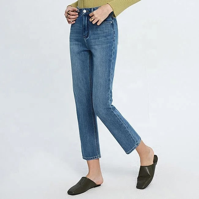 Light Blue Straight Ankle Jeans