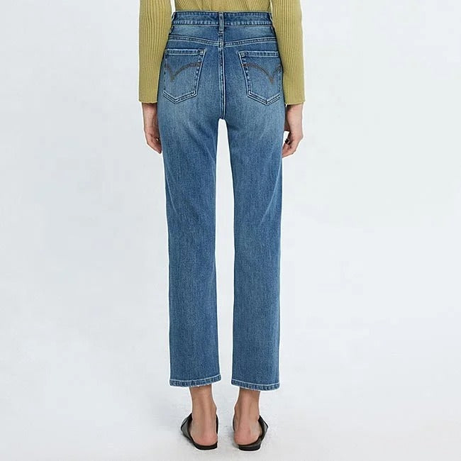 Light Blue Straight Ankle Jeans