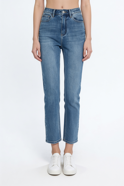 Light Blue Straight Ankle Jeans