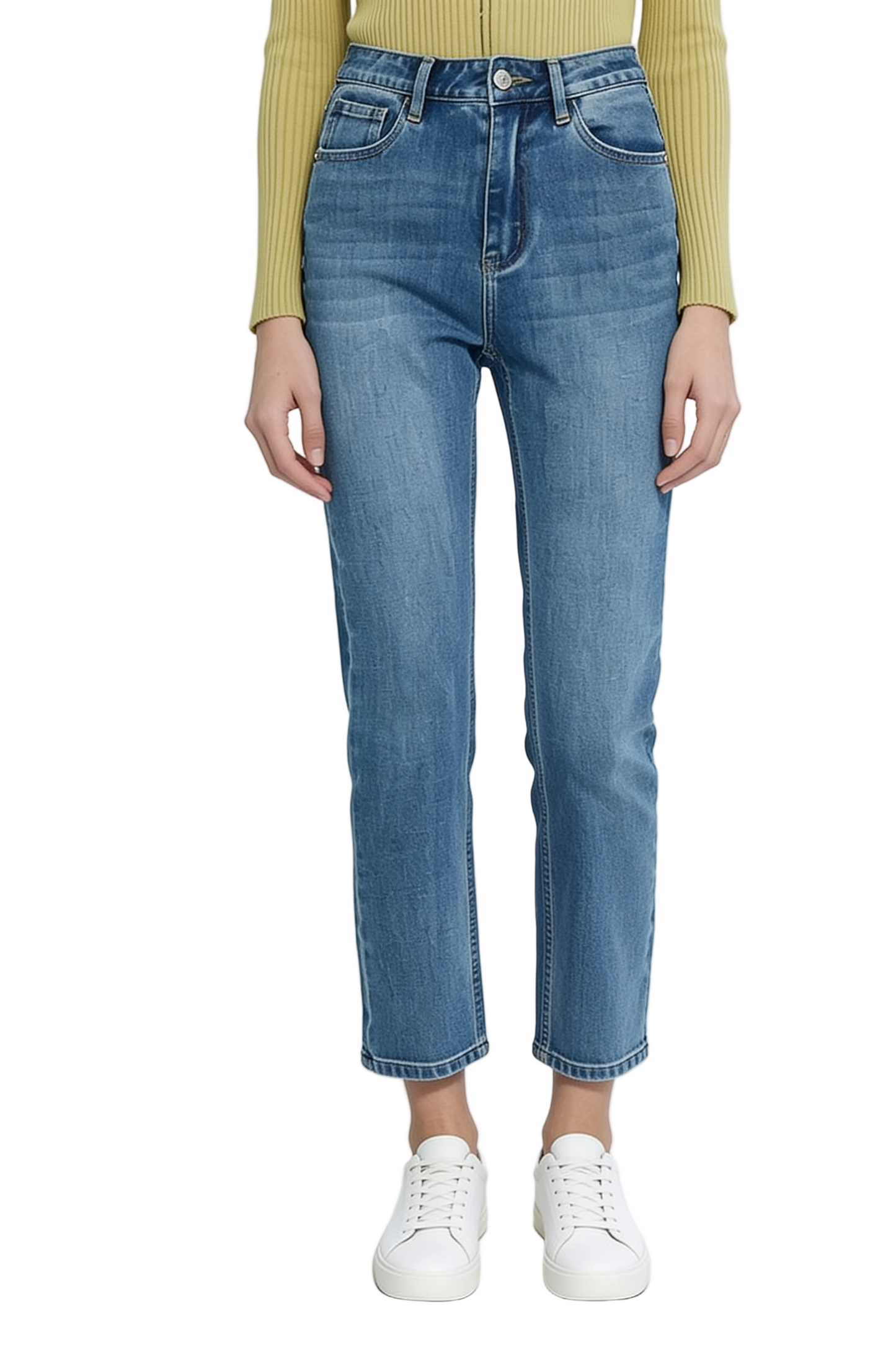 Light Blue Straight Ankle Jeans