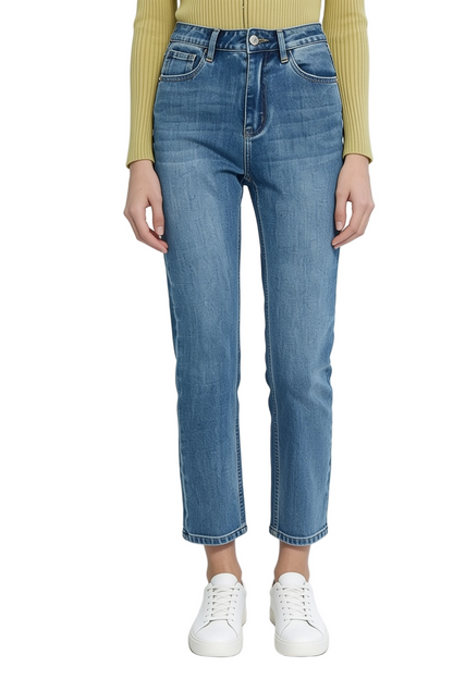 Light Blue Straight Ankle Jeans