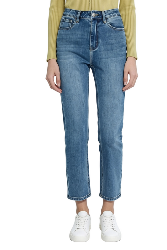 Light Blue Straight Ankle Jeans