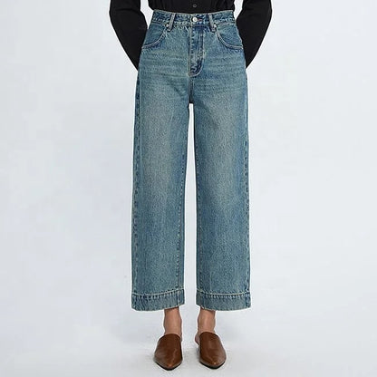 Light Blue Wide-Leg Cropped Jeans