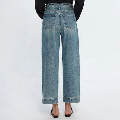 Light Blue Wide-Leg Cropped Jeans