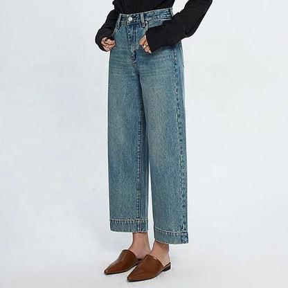 Light Blue Wide-Leg Cropped Jeans