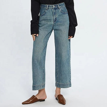 Light Blue Wide-Leg Cropped Jeans