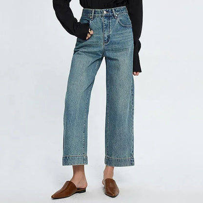 Light Blue Wide-Leg Cropped Jeans