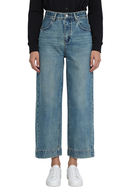 Light Blue Wide-Leg Cropped Jeans
