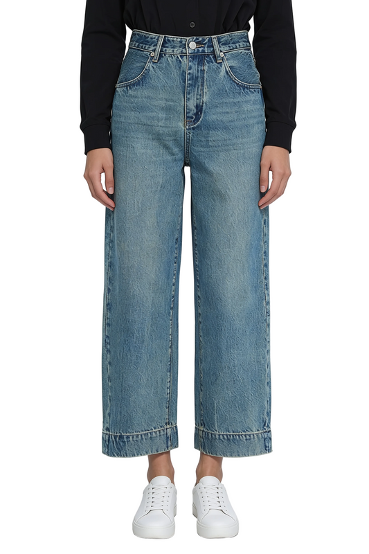 Light Blue Wide-Leg Cropped Jeans