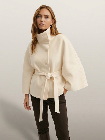 dipni cape funnel neck belted beige 02