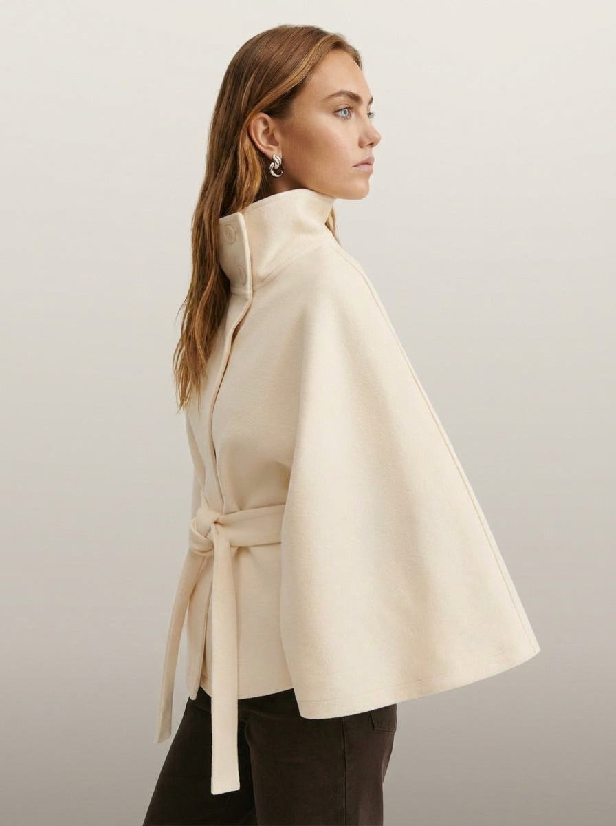 dipni cape funnel neck belted beige 03