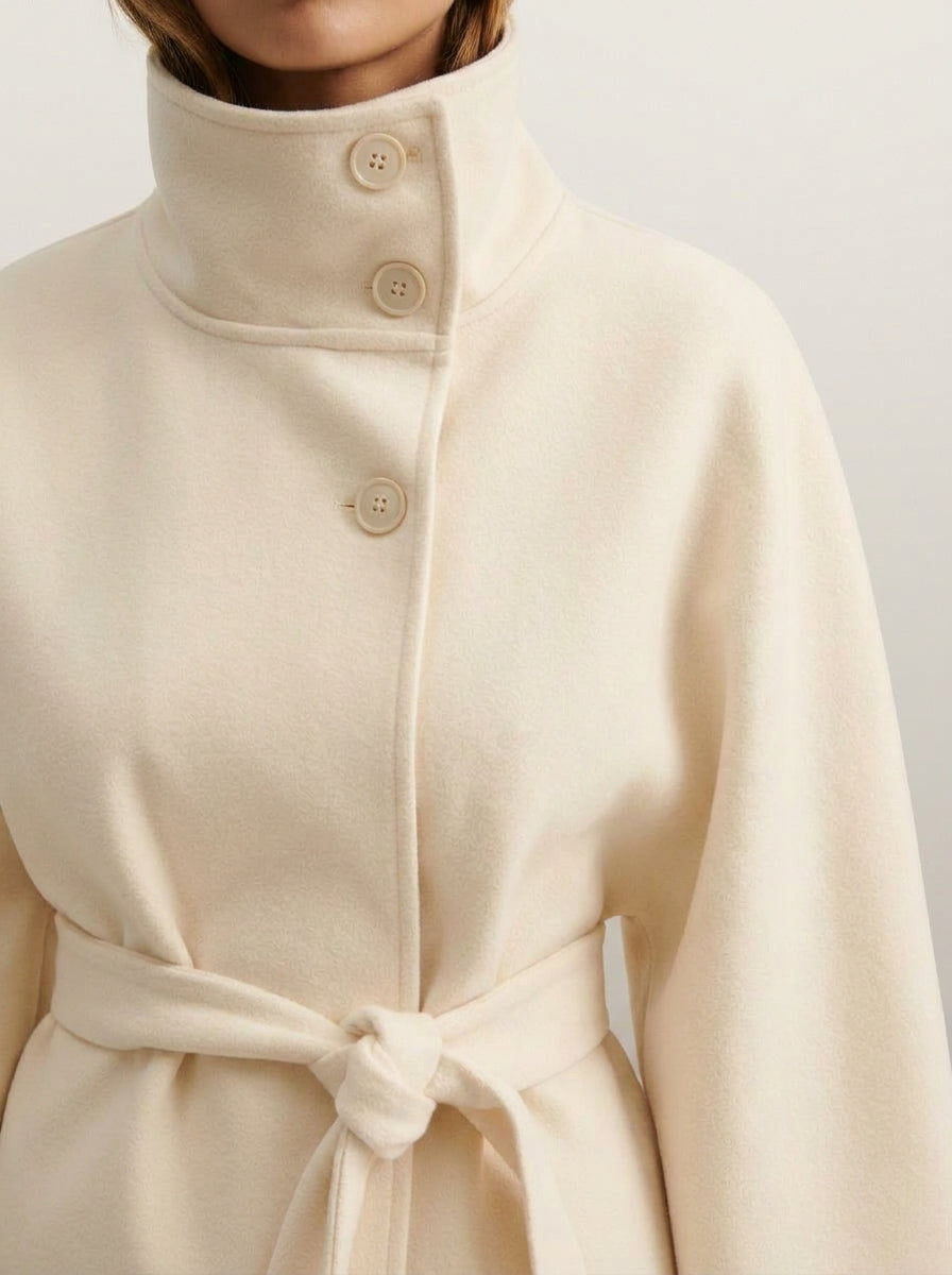 dipni cape funnel neck belted beige 04