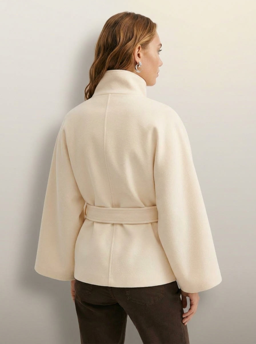 dipni cape funnel neck belted beige 06