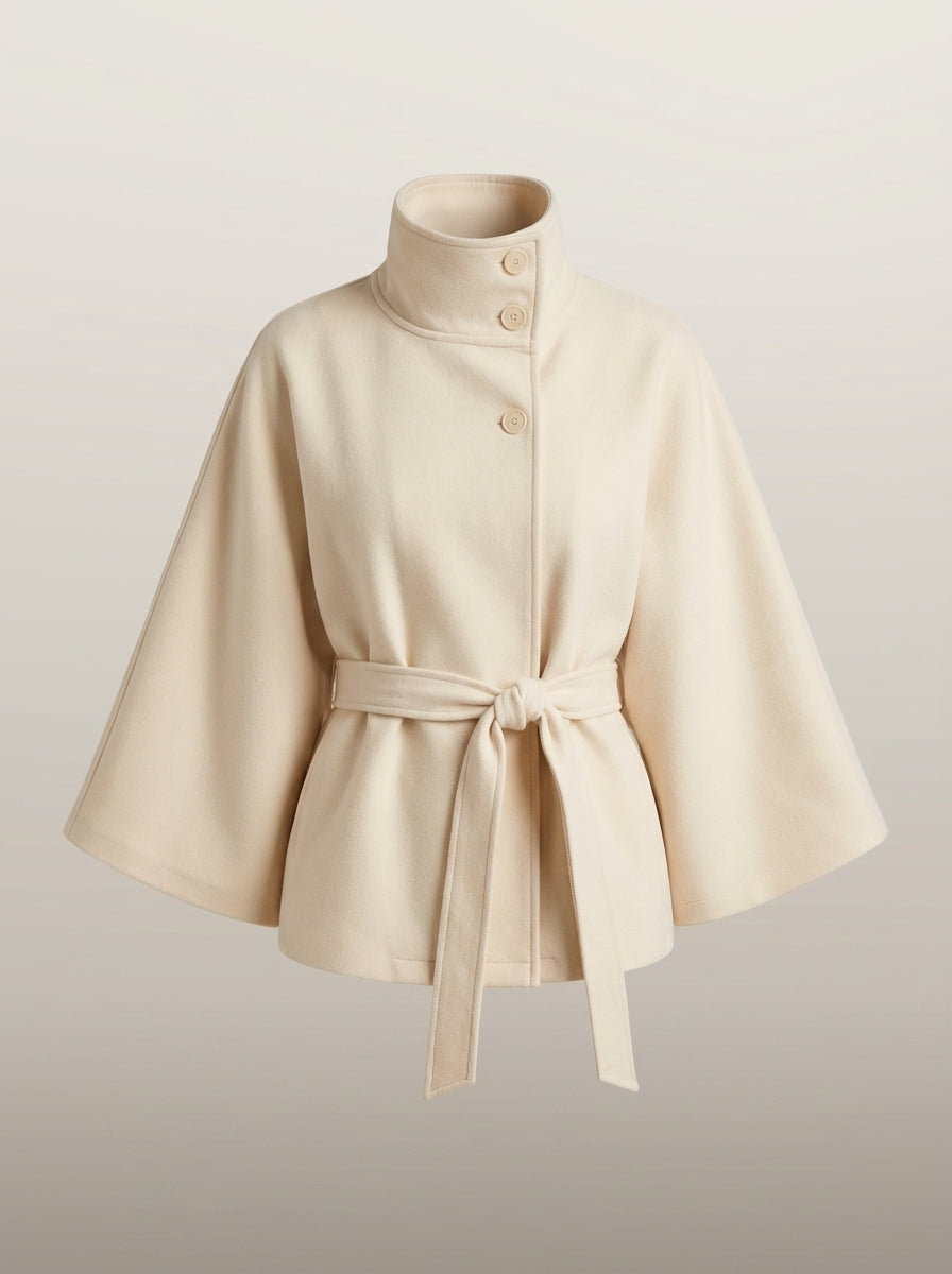 dipni cape funnel neck belted beige 07