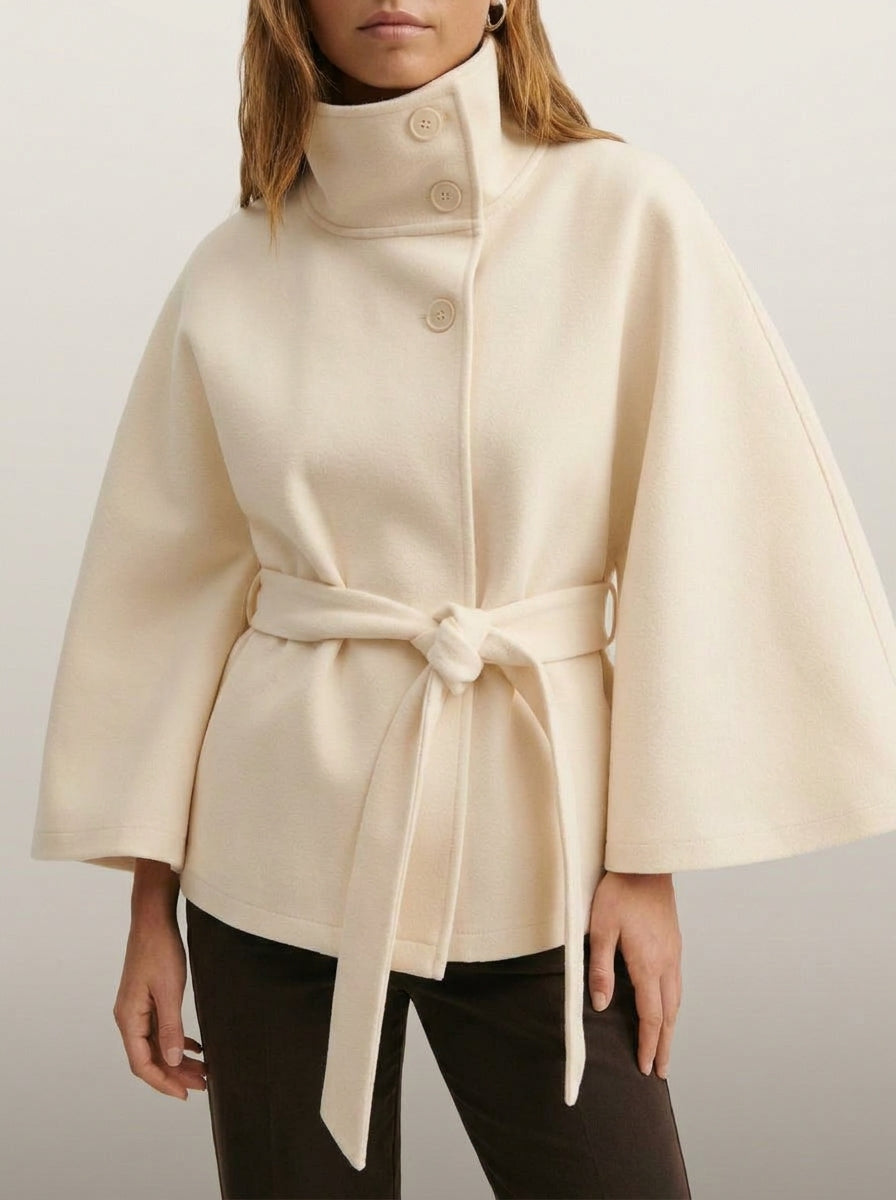 dipni cape funnel neck belted beige 09