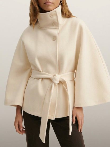 dipni cape funnel neck belted beige 09