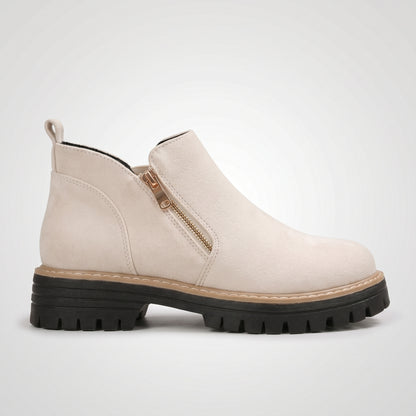 Dipni Women's Chunky Ankle Boots - Beige