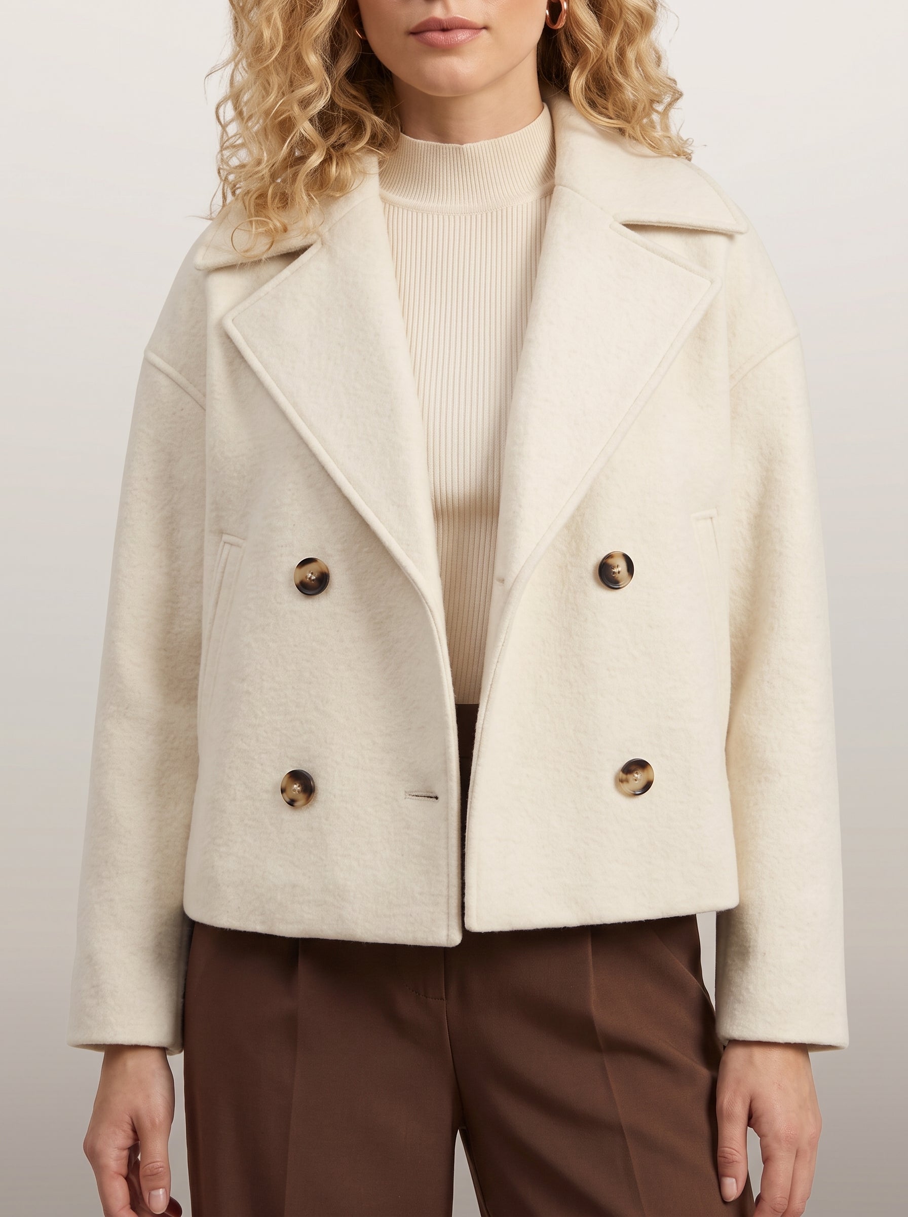 Dipni cropped peacoat — Beige