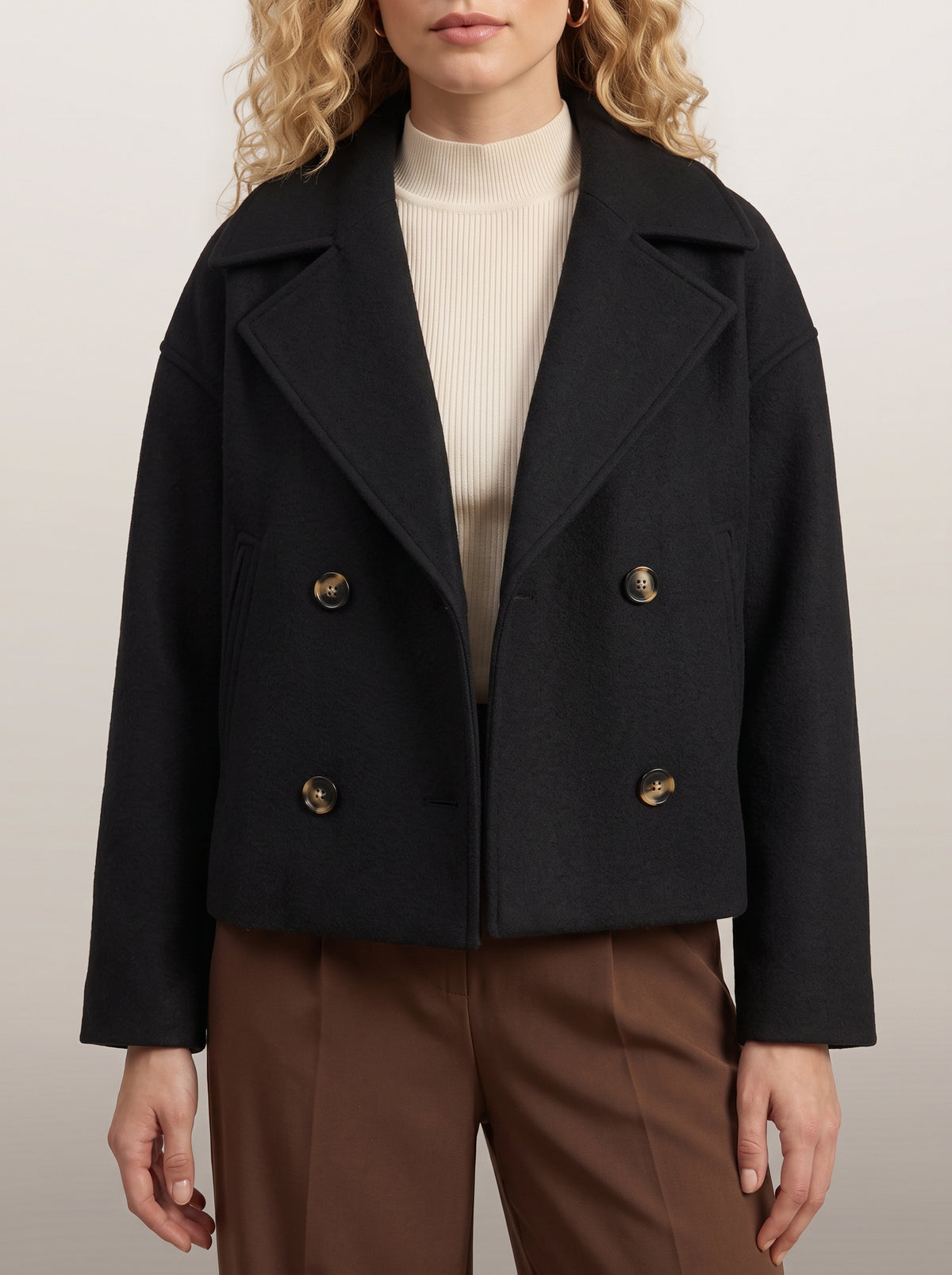 Dipni cropped peacoat — Black