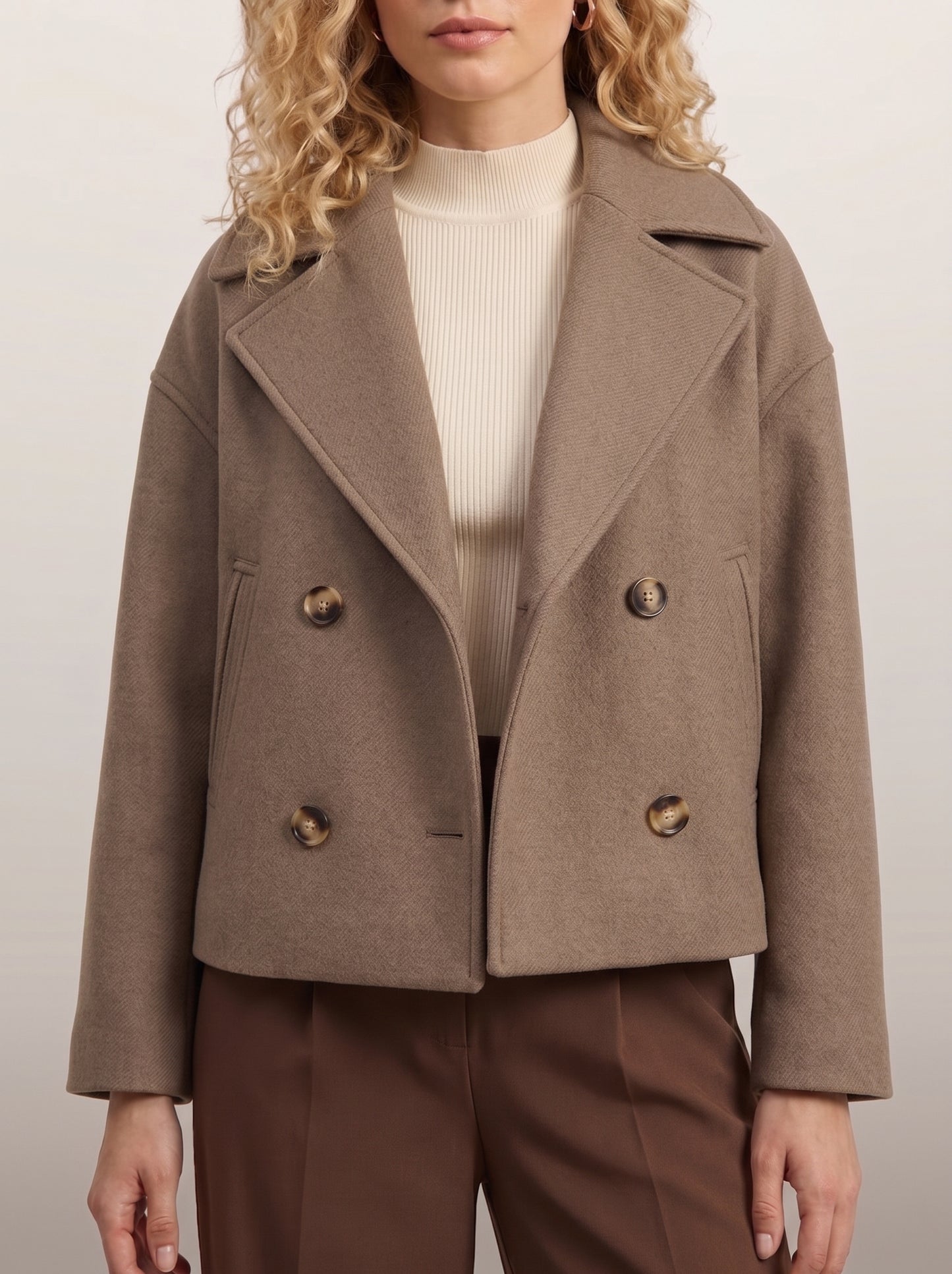 Dipni cropped peacoat — Brown