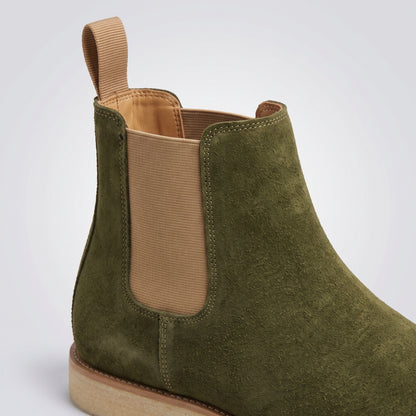 dipni mens casual chelsea boots slip on groen detail heel 06