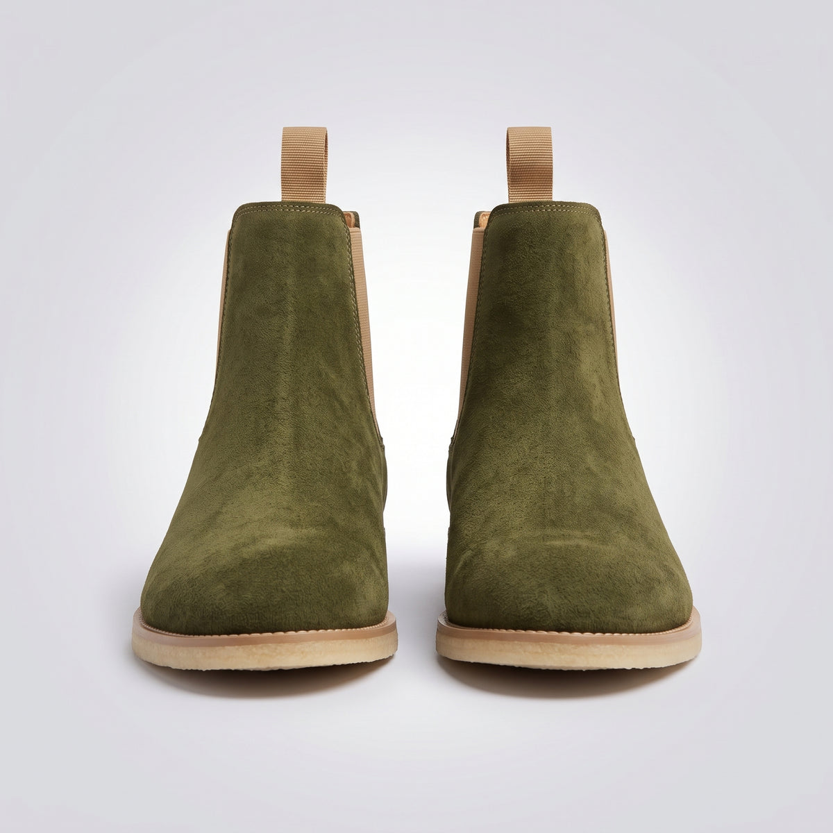 dipni mens casual chelsea boots slip on groen front pair 03