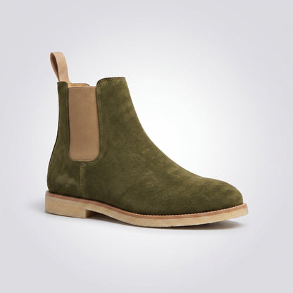 dipni mens casual chelsea boots slip on groen hero pair 3q 01