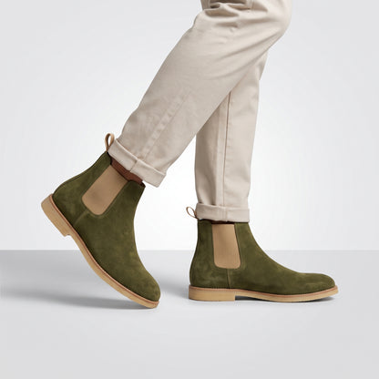 dipni mens casual chelsea boots slip on groen lifestyle chinos 07