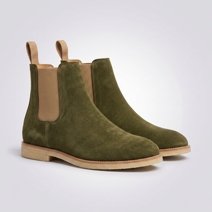 dipni mens casual chelsea boots slip on groen pair 3q 02