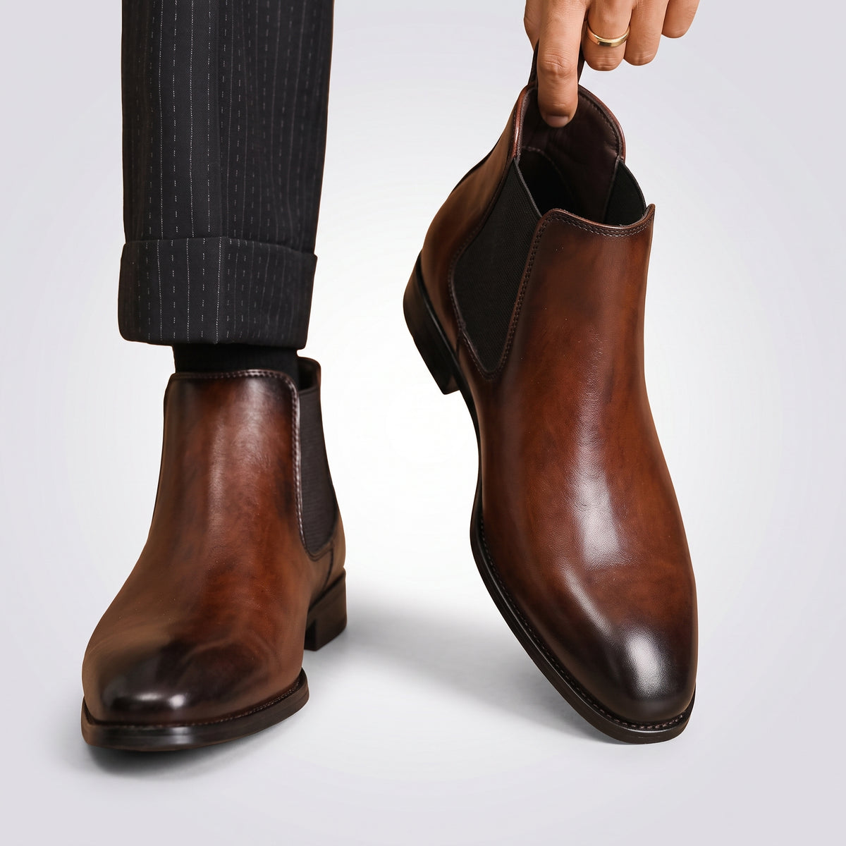 dipni mens dress chelsea boots slip on bruin lifestyle 04