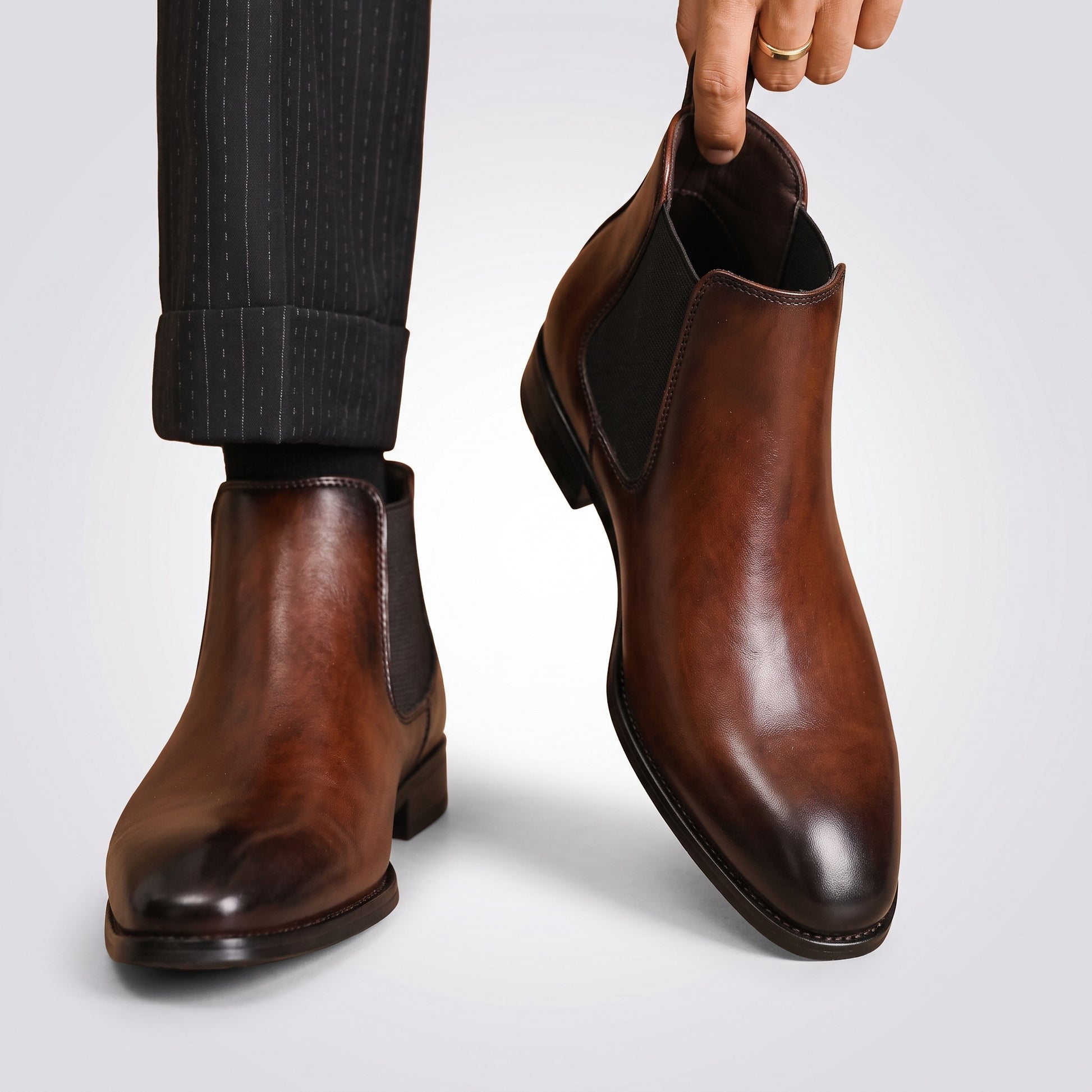 dipni mens dress chelsea boots slip on bruin lifestyle 04