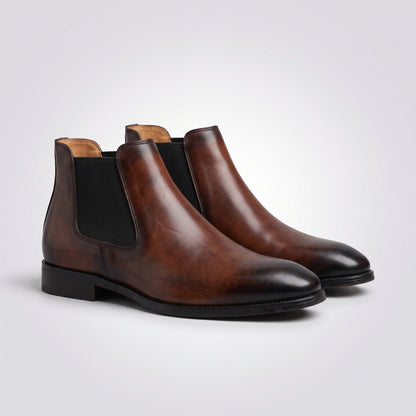 dipni mens dress chelsea boots slip on bruin pair 3q 02
