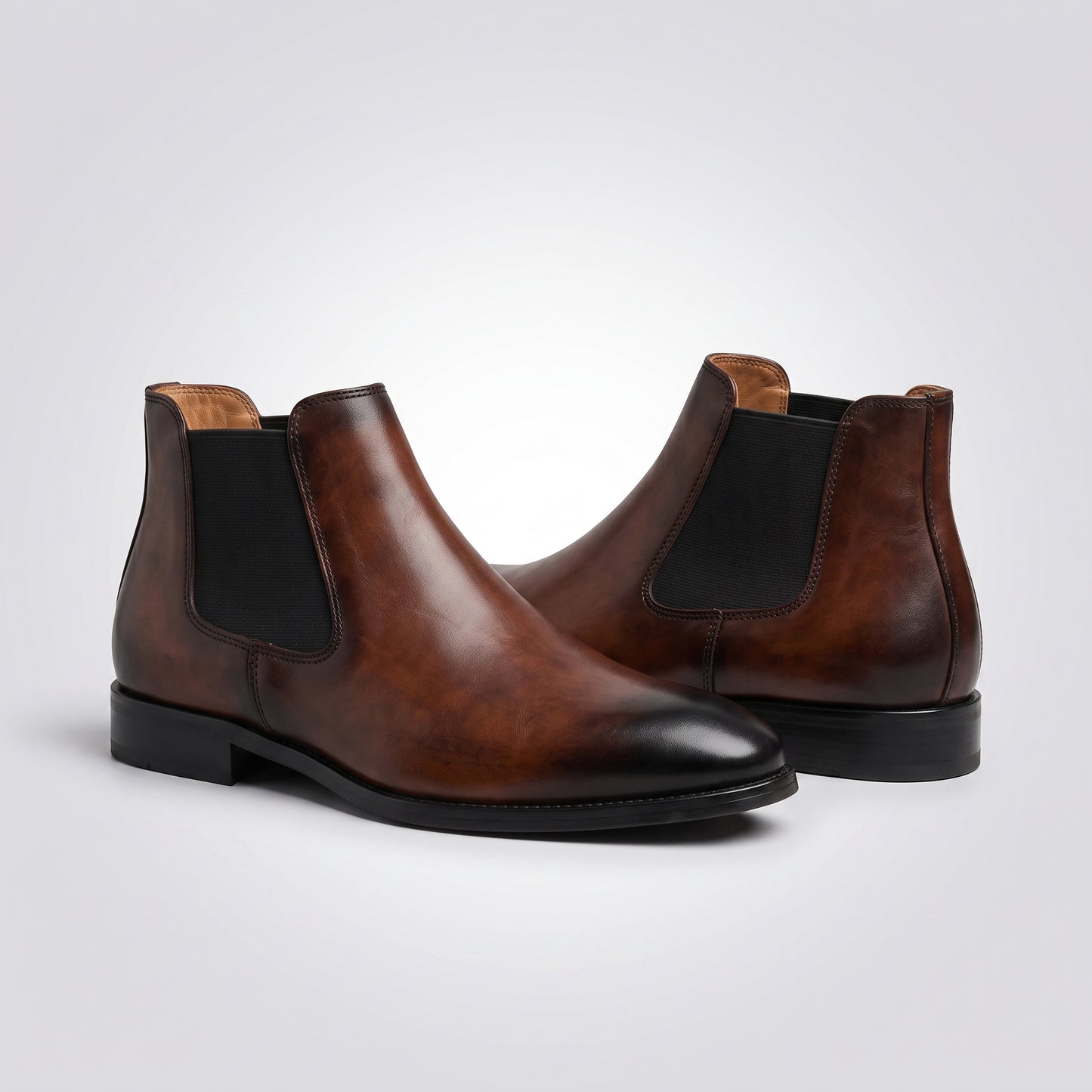 dipni mens dress chelsea boots slip on bruin pair side 3q 03