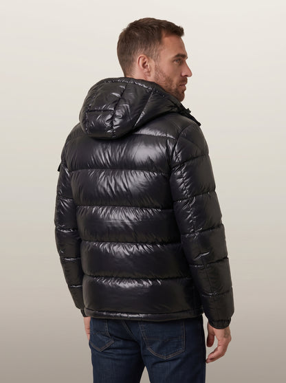 dipni mens hooded puffer jacket winter zwart back model 06
