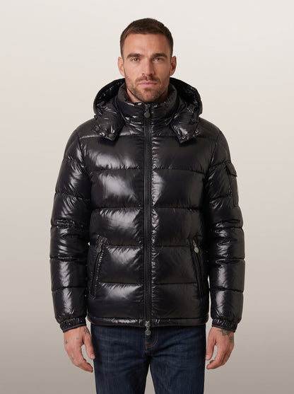 dipni mens hooded puffer jacket winter zwart front full 03