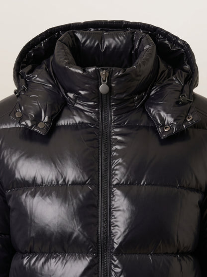 dipni mens hooded puffer jacket winter zwart hood detail 07
