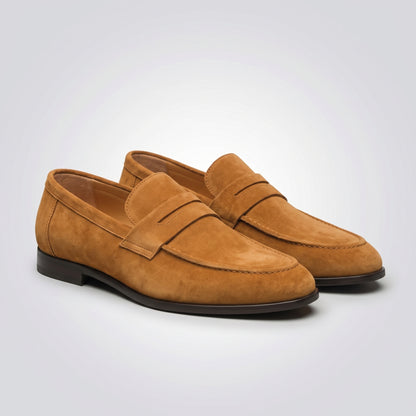 dipni-mens-slip-on-loafers-penny-casual-mustard-yellow-pair-angle